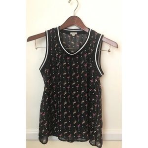 Eyeshadow Sheer Black Flamingo Print Tank